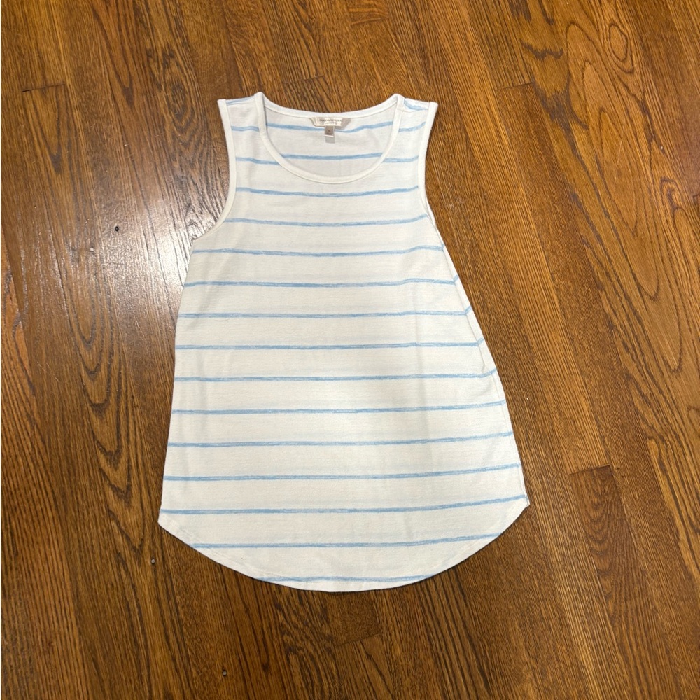 Banana Republic Knit White and Blue Striped Tank Top, Small